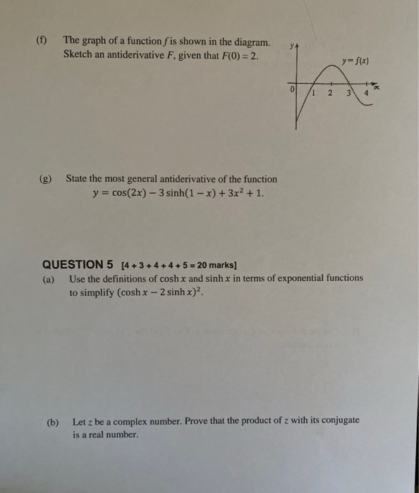 Solved (f) The graph of a function f is shown in the | Chegg.com