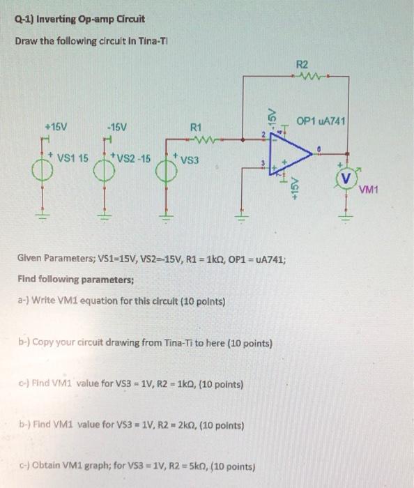 Solved Q-1) Inverting Op-amp Circuit Draw the following | Chegg.com