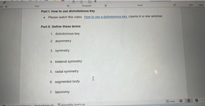 Solved Part 1: How to use dichotomous key - Please watch | Chegg.com