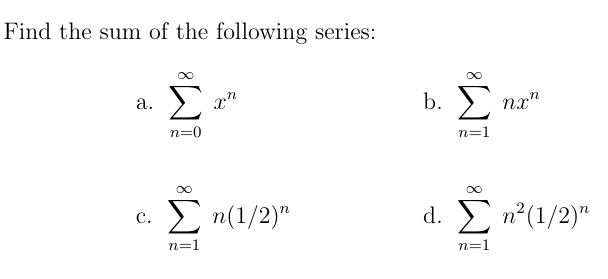 Solved Find the sum of the following | Chegg.com