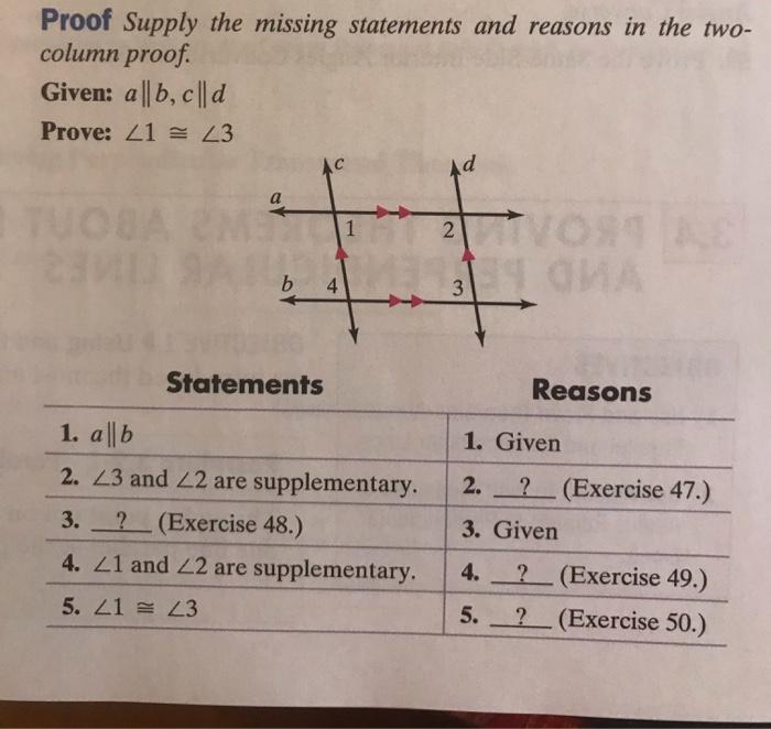 Solved Proof Supply The Missing Statements And Reasons In | Chegg.com