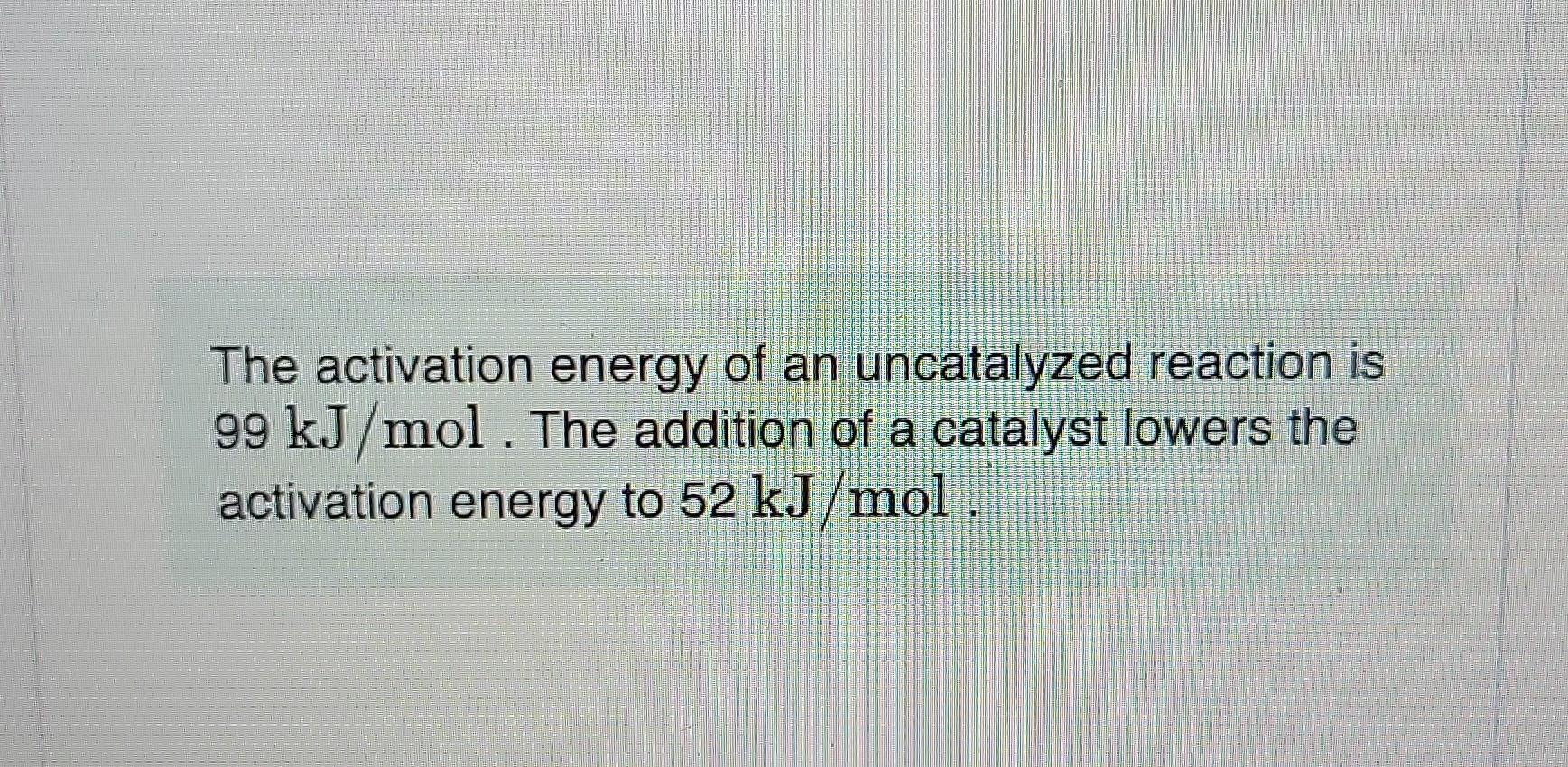 Solved The activation energy of an uncatalyzed reaction is