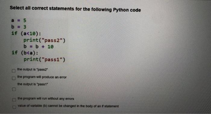 Solved Select all correct statements for the following | Chegg.com