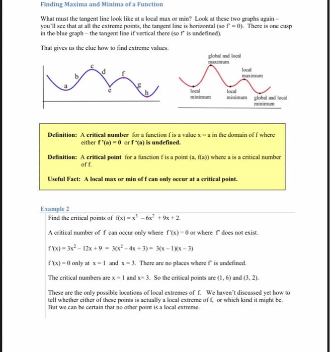 Solved Why is it that the critical points of a function For | Chegg.com