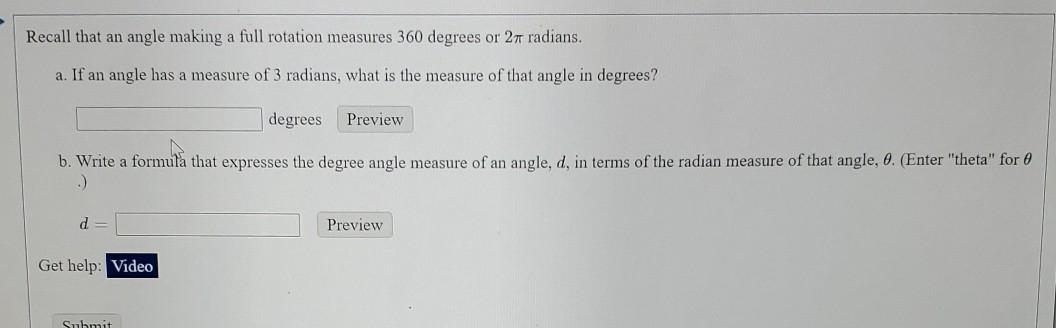 Solved Recall that an angle making a full rotation measures | Chegg.com