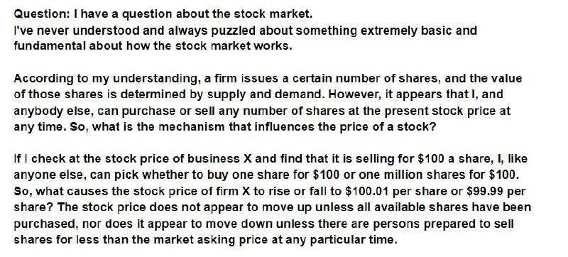 Stock Market Question Solved Question: I have a question about the stock market. | Chegg.com