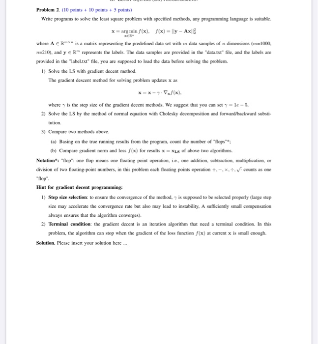 Problem 2. (10 points + 10 points + 5 points) Write | Chegg.com