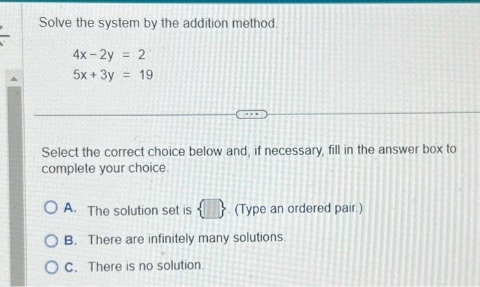 Solved Solve the system by the addition method. | Chegg.com