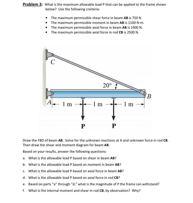 Solved Problem 3: What is the maximum allowable load P that | Chegg.com