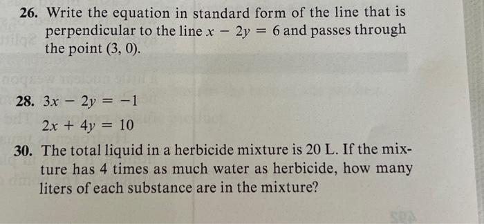 Solved 26. Write the equation in standard form of the line | Chegg.com