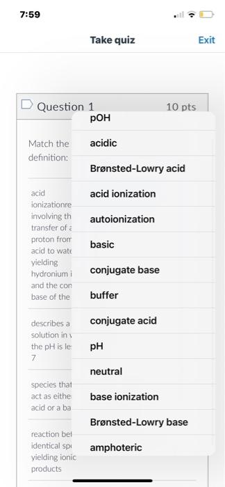 Solved Question 1 10pts Match the term to the most | Chegg.com
