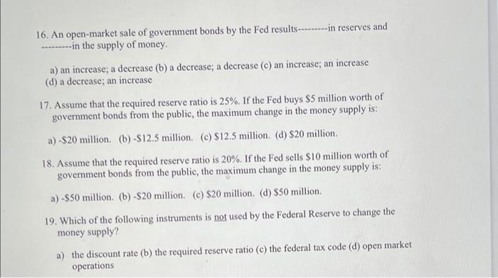 solved-16-an-open-market-sale-of-government-bonds-by-the-chegg