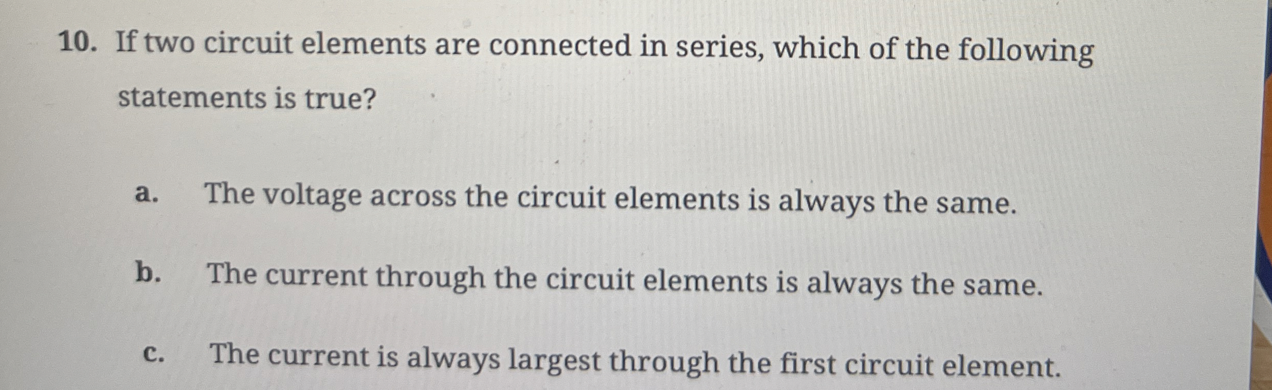 Solved If two circuit elements are connected in series, | Chegg.com