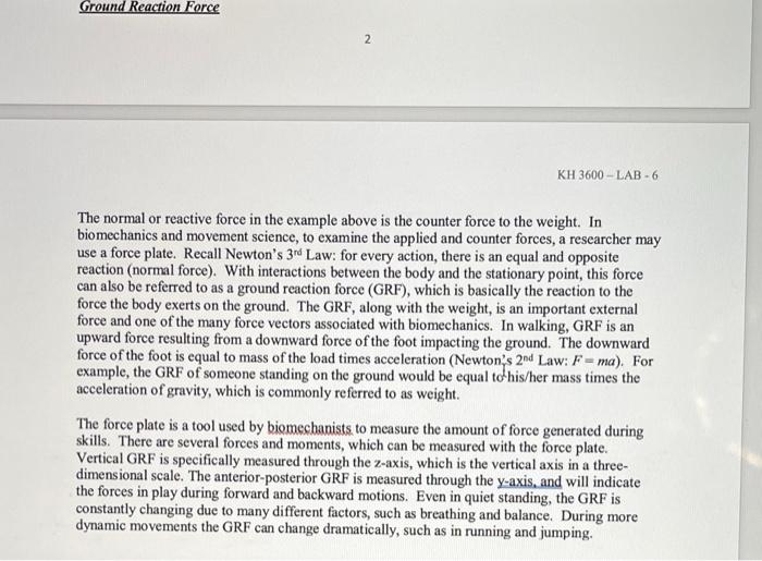 Solved Ground Reaction Force and Friction Force Objectives | Chegg.com