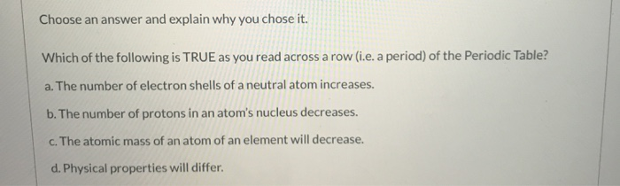 Solved Choose an answer and explain why you chose it. Which | Chegg.com