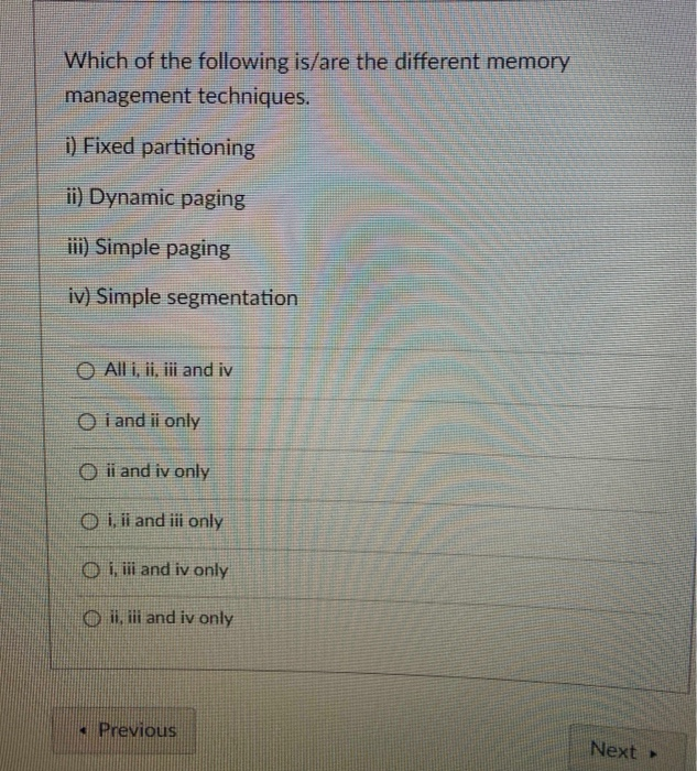 Solved Which of the following is/are the different memory | Chegg.com