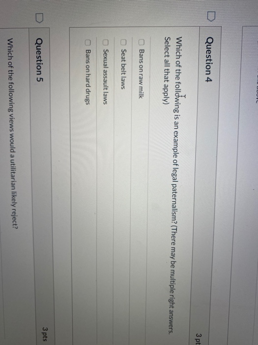 Solved UUUUU Question 4 3 pt Which of the following is an