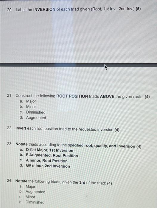 Label The Inversion Of Each Triad Given Root Chegg Com