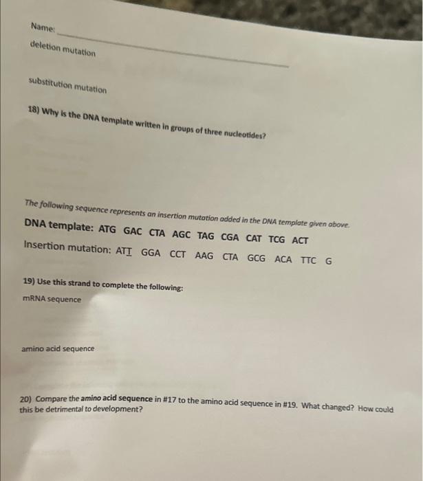 Solved Part B Mutations In The Nucleotide Sequence Of Dna Or Cheggcom