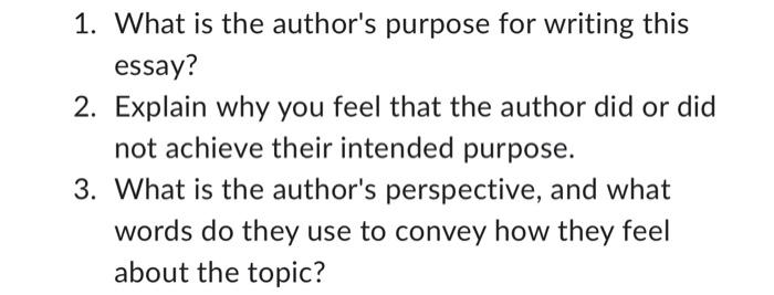 author's purpose in essay