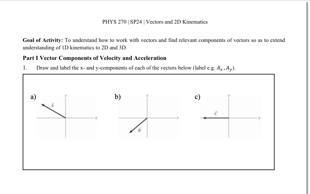 Solved PHYS 270|| ﻿SP24 | ﻿Vectors and 2D KinematicsGoal of | Chegg.com
