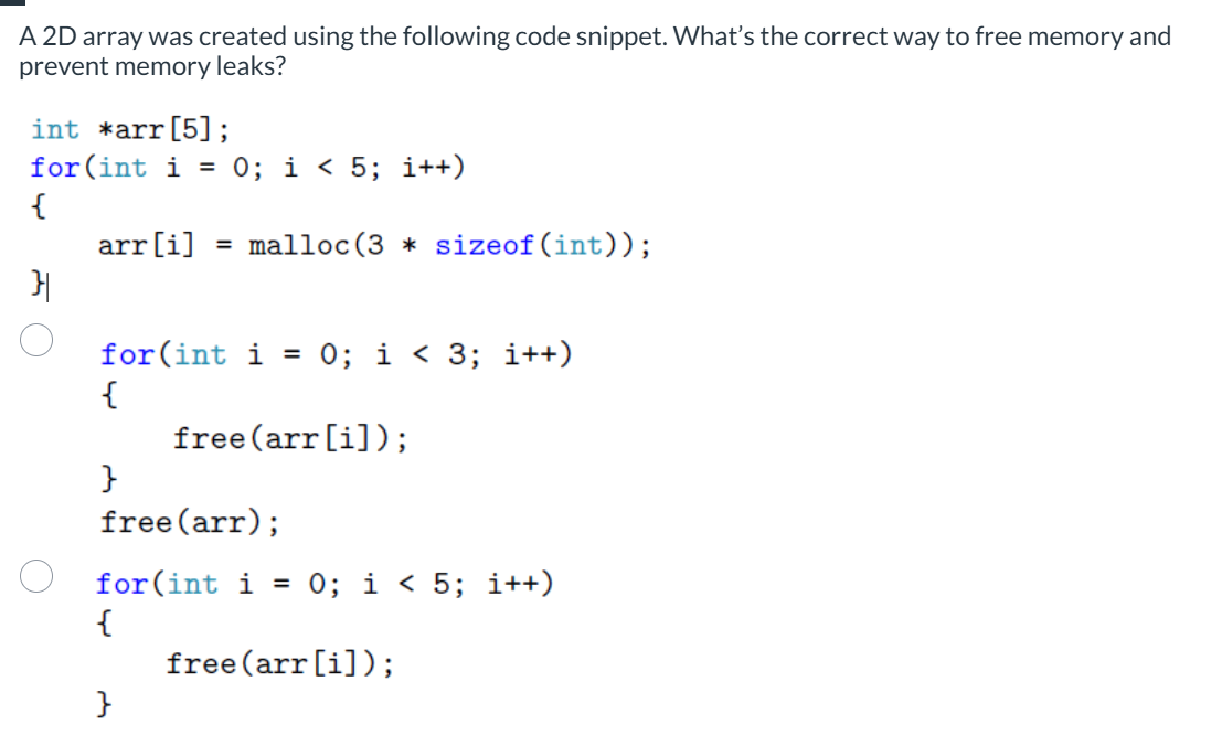 Solved A 2D array was created using the following code | Chegg.com
