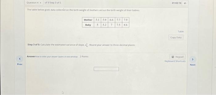 Solved The table below gives data collectedd on the binth | Chegg.com