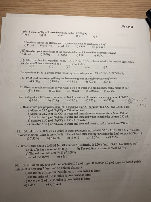 Solved Forma 10 6 Moles Of H2 Will Make How Many Moles O Chegg Com