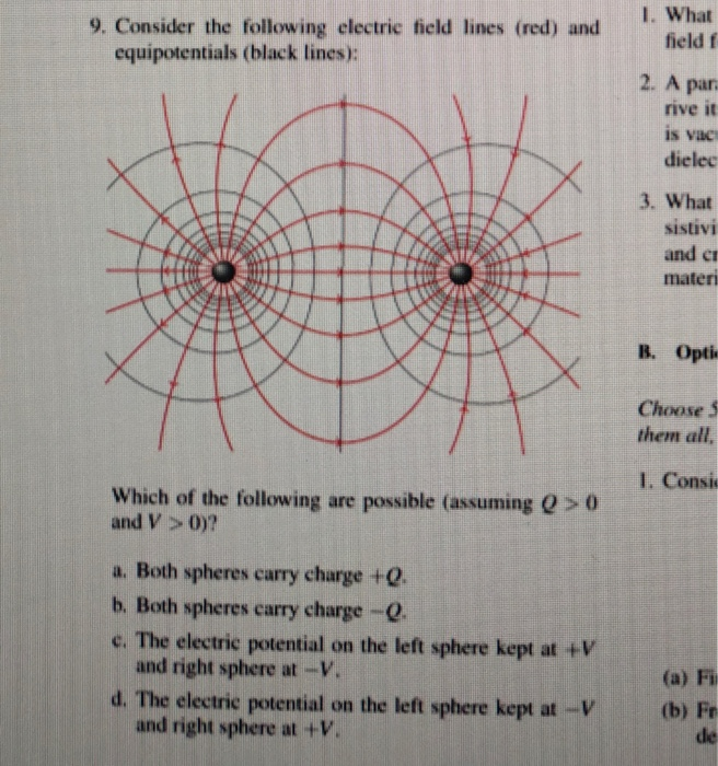 Solved 9. Consider the following electric field lines (red) | Chegg.com