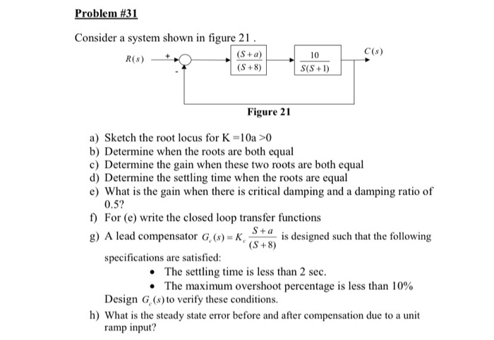 Solved Problem #31 Consider a system shown in figure 21 ( | Chegg.com