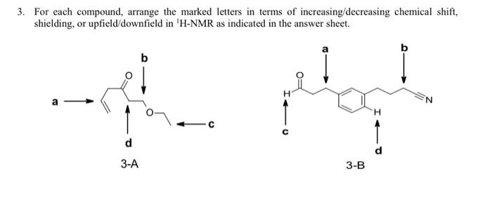 Solved 3A - Increasing Chemical Shift 1. lowest4. Highest3B | Chegg.com