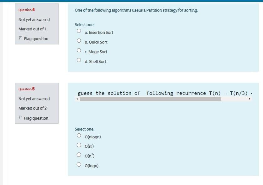 Solved Question 4 One of the following algorithms useus a | Chegg.com