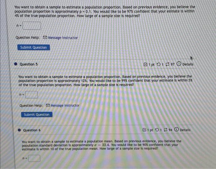 Solved You want to obtain a sample to estimate a population | Chegg.com