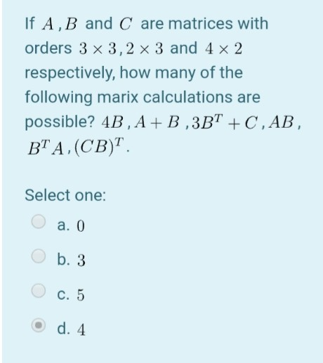 Two matrices a and b are multiplied to get ab if