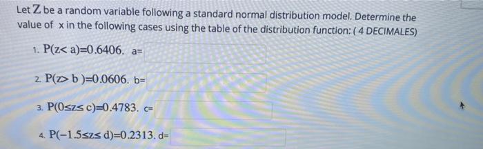 Solved Let Z be a random variable following a standard | Chegg.com