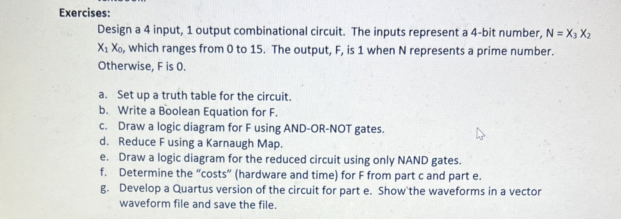 Solved Exercises:Design a 4 ﻿input, 1 ﻿output combinational | Chegg.com