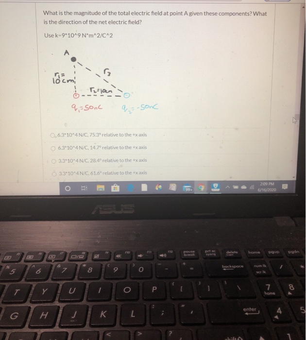 Solved What is the magnitude of the total electric field at | Chegg.com