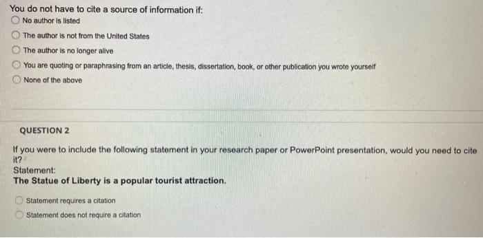 Solved You Do Not Have To Cite A Source Of Information If Chegg