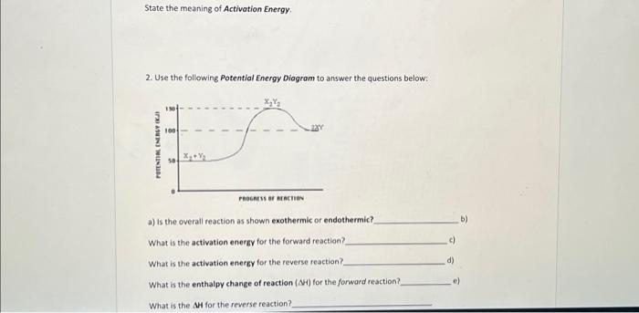 Solved State The Meaning Of Activation Energy. 2. Use The | Chegg.com