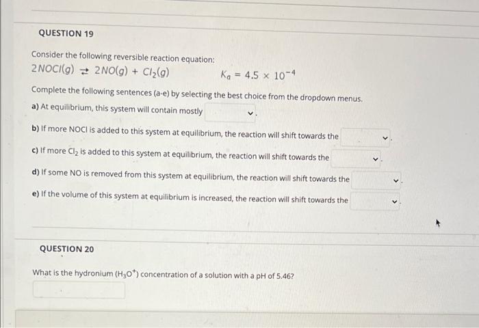 Solved QUESTION 19 V Consider The Following Reversible | Chegg.com