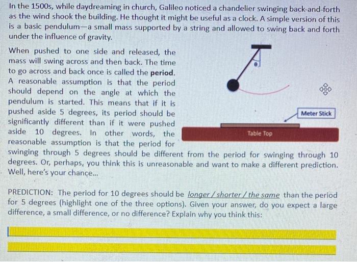 Church Galileo Chegg, Swinging Chandelier Explained