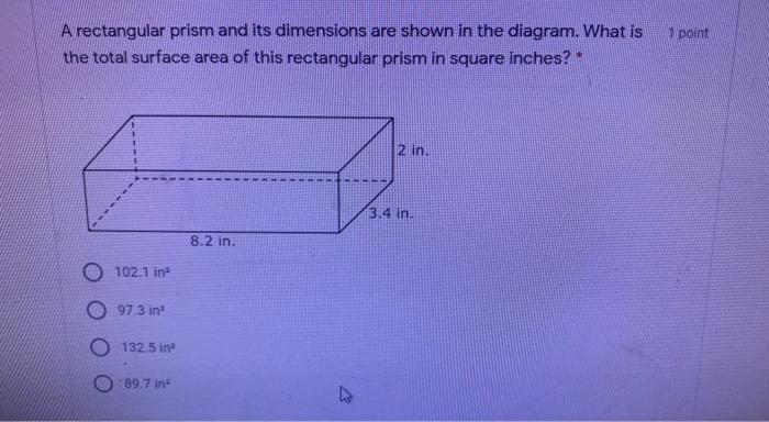 Solved point A rectangular prism and its dimensions are | Chegg.com