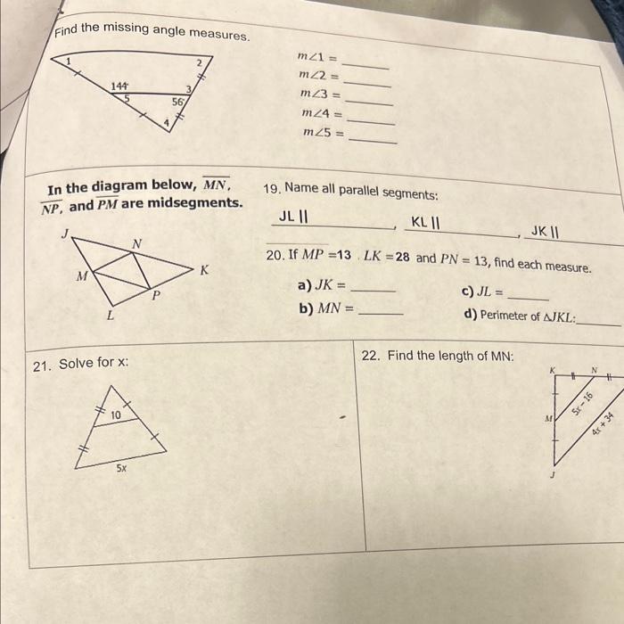 Solved Find the missing angle measures. m∠1=m∠2=m∠3=m∠4=m∠5= | Chegg.com