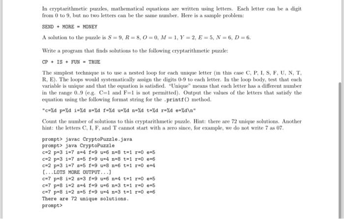 Solved In cryptarithmetic puzzles, mathematical equations | Chegg.com