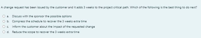 Solved A change request has been issued by the customer and | Chegg.com