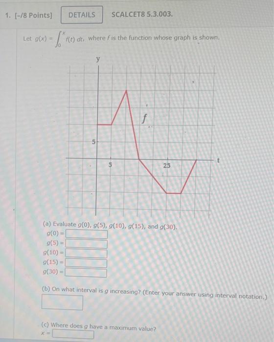 Solved Let G X ∫0xf T Dt Where F Is The Function Whose