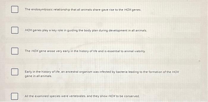 Solved HOX Gene You are analyzing the genome of multiple | Chegg.com