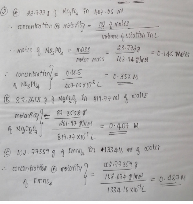 Solved 3) (6pt) Determine both the final concentration (in M | Chegg.com