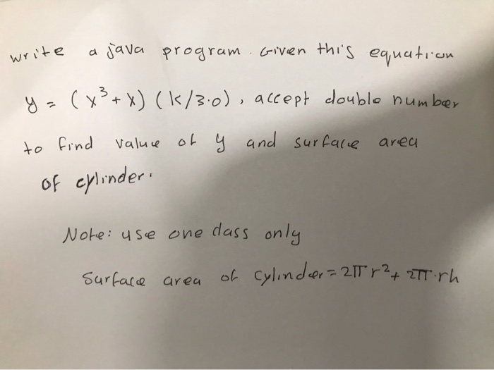 Solved write a java program. Given this equation y = | Chegg.com