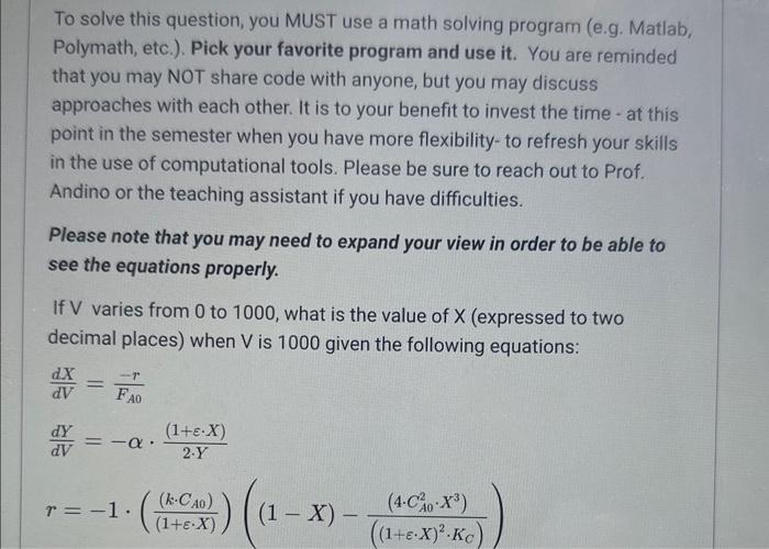 Solved To solve this question, you MUST use a math solving | Chegg.com